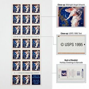 Vintage 1995 USPS Midnight Angel 32 Cent Stamps Booklet Pane of 20 Unused